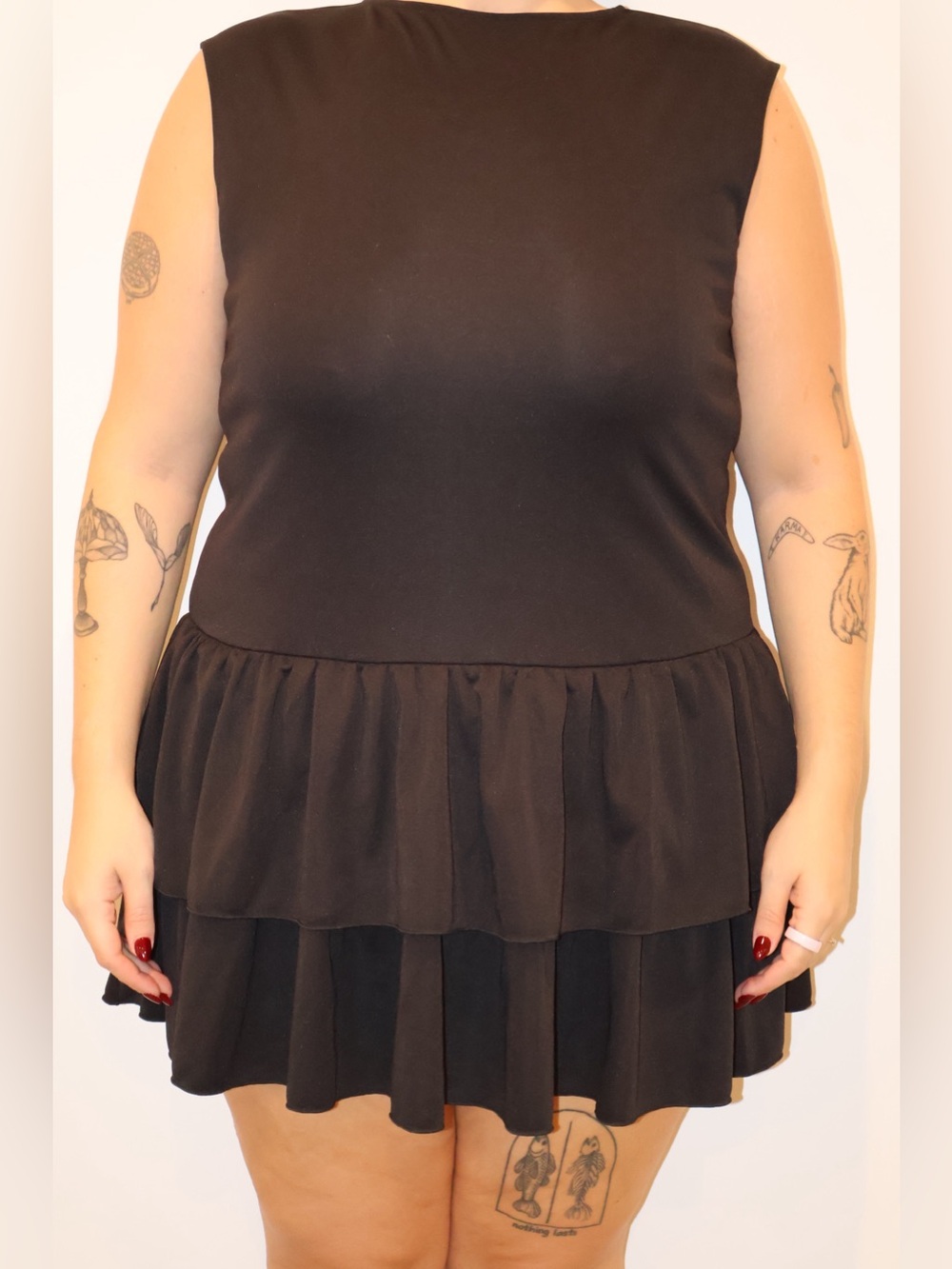 H&M Black Tiered Peplum Mini Skirt